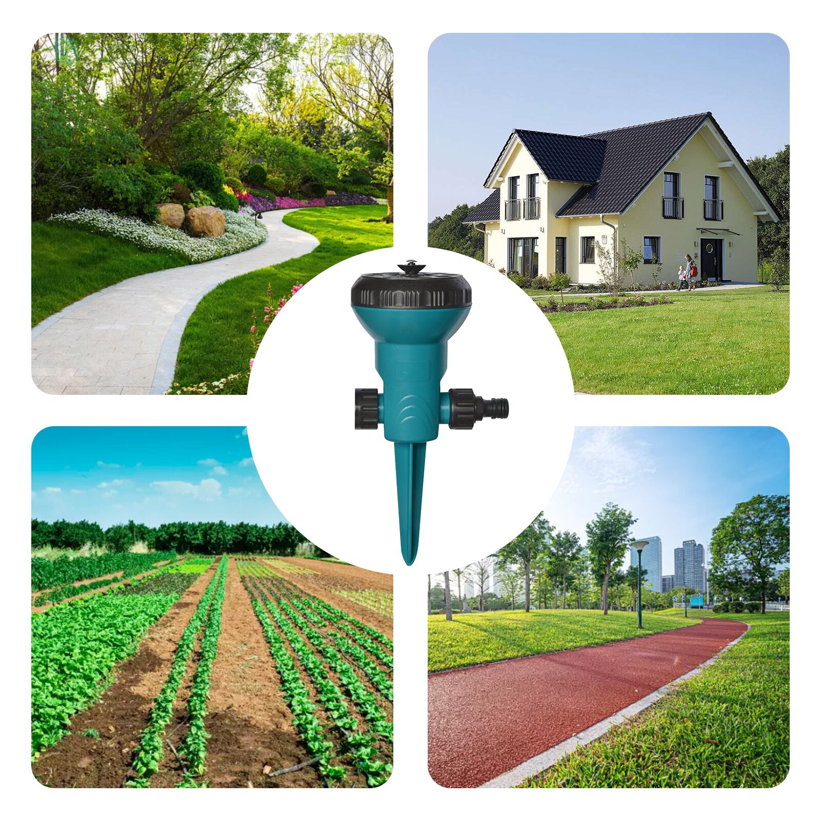 Lawn Sprinkler above Ground Garden Sprinkler System With 9 Spray Patterns High Pressure Water Sprayer Irrigation Patio Yard Park
