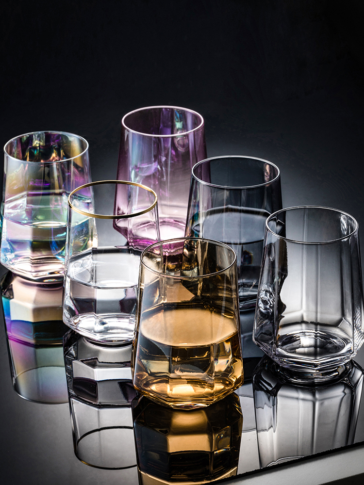 Kreative Diamant Glas Becher Whiskey Glas Geometrische Achteckige Wein Glas Trinken Gläser Kaffee Becher Saft Tasse Bahre Glas