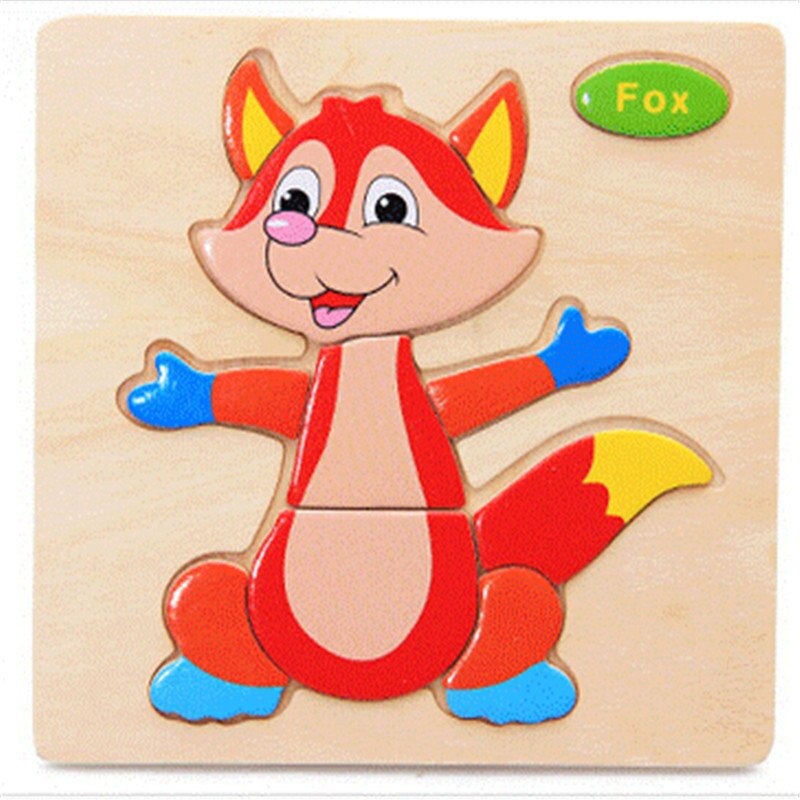 holz 3D Puzzle Puzzle Holz Spielzeug Für Kinder Cartoon Tier Puzzles Intelligenz Kinder Kinder Pädagogisches Spielzeug: Fox