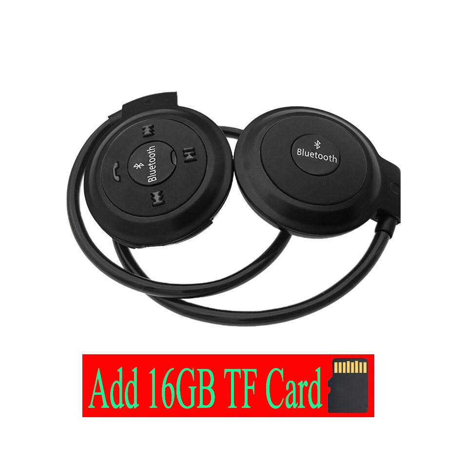 8 Hours Work Strong FM Radio 503 Bluetooth 4.0 Headset Mini 503 Sport Wireless Headphones Earphone + 64GB 32GB 16GB 8GB TF Card: Black Add 16G TFCard