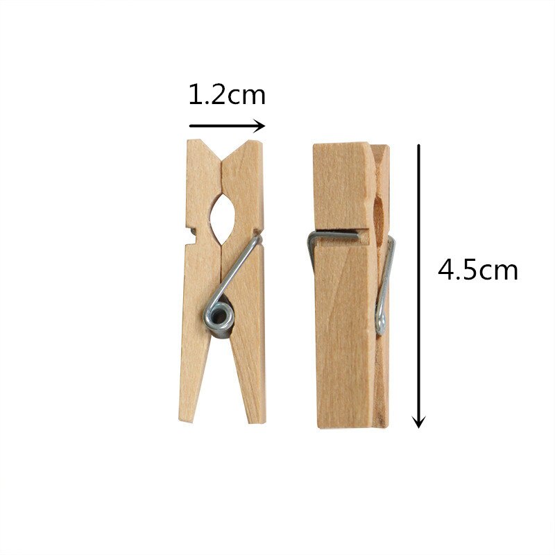 10 pièces 4.5*1.2cm pinces à linge en bois Mini épingles à linge en bois pinces à Photo pince à papier en bois cheville épingle Compatible emballage: Default Title