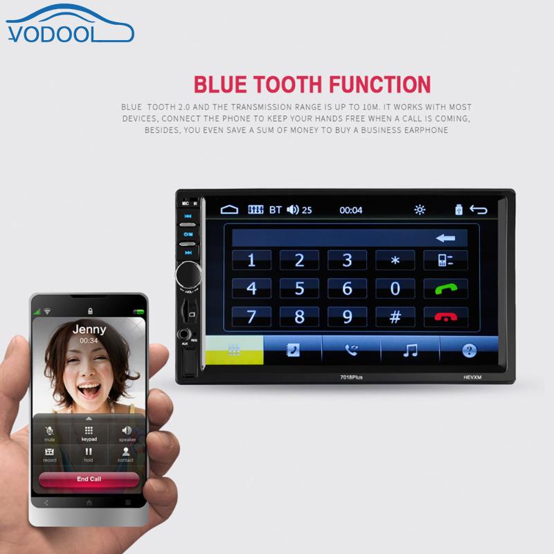 VODOOL 7in LCD Bluetooth High Definition Car Auto MP5 MP3 Player Touch Screen FM Radio With Remote control USB Charger