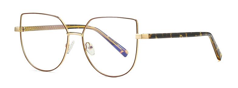 Gafas de ordenador con bloqueo de luz azul ojo de gato dorado, de , marco de gafas ópticas, transparentes, sin Dioptor: C4 Tea Gold