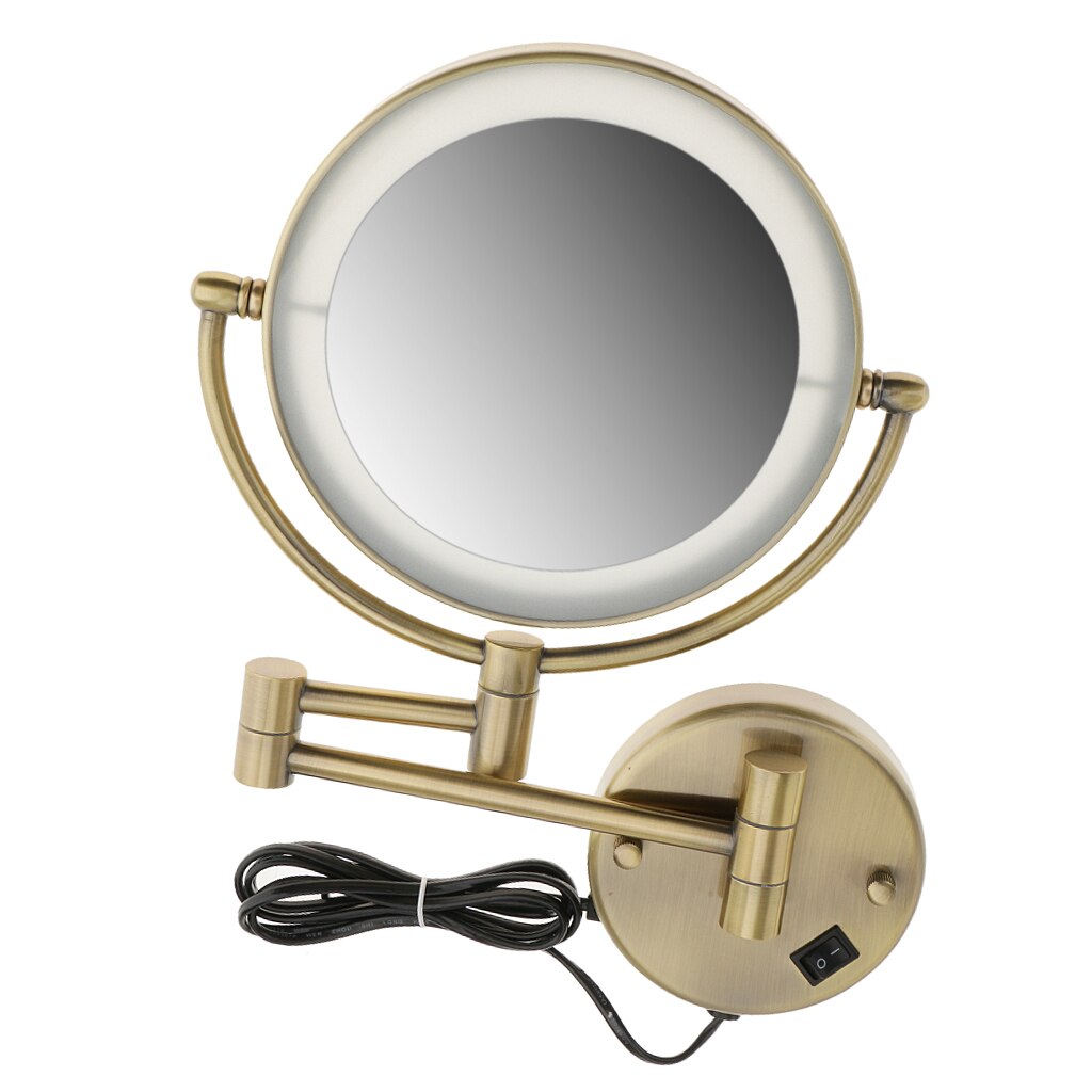 8inch LED Surround Wall Mount Vanity Mirror Swivel Extendable for Makeup Cosmetic Bathroom Shower Shaving Stylish Finished: Bronze 3x Magnifica