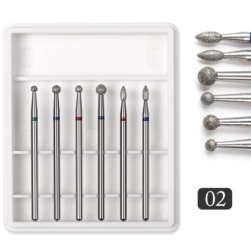6 Stuks Nagel Boor Set Voor Elektrische Frezen Pedicure Manicure Machine Nail File Slijpen Hoofd Nail Tool Accessoires: 6Pcs Set 2