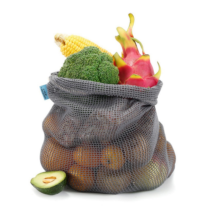 Duurzaam Boodschappentassen Voor Keuken Bepaling Mesh Bag Markt String Netto Boodschappentassen Groenten Fruit Tas Zwart S/M/L