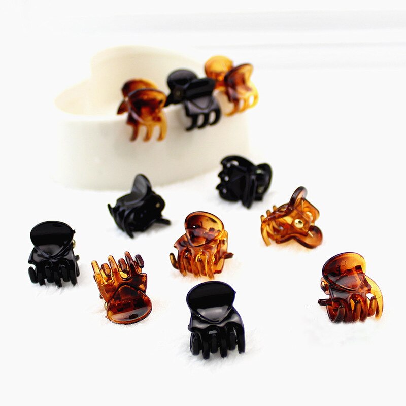 Pinces à cheveux pour femmes, 12 pièces/paquet, accessoires pour filles, Mini griffes en plastique Transparent, noir, marron,
