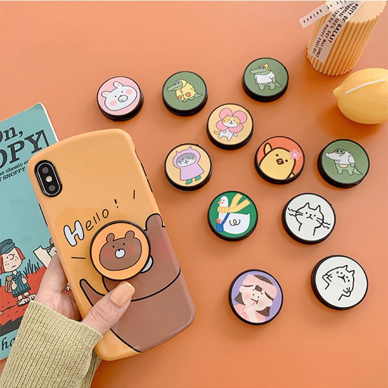 Engraçado dos desenhos animados dobrável suporte para o telefone móvel titular para huawei para iphone xs 7 plus caso do telefone bonito universal aperto kichstand