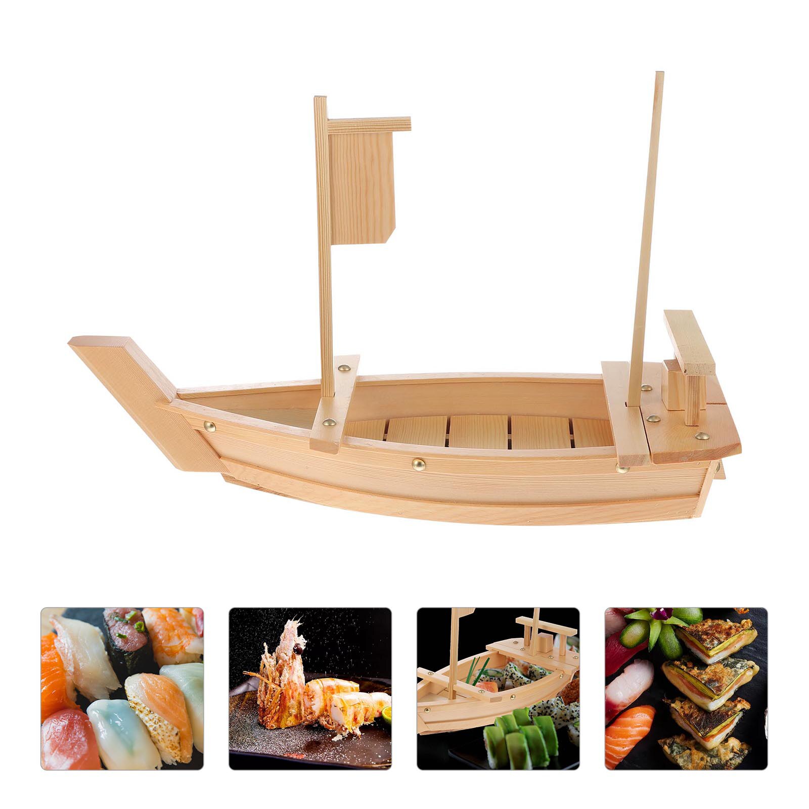 1Pc Sushi Boot Plaat Houten Sushi Dienblad Restaurant Home Boot Plaat