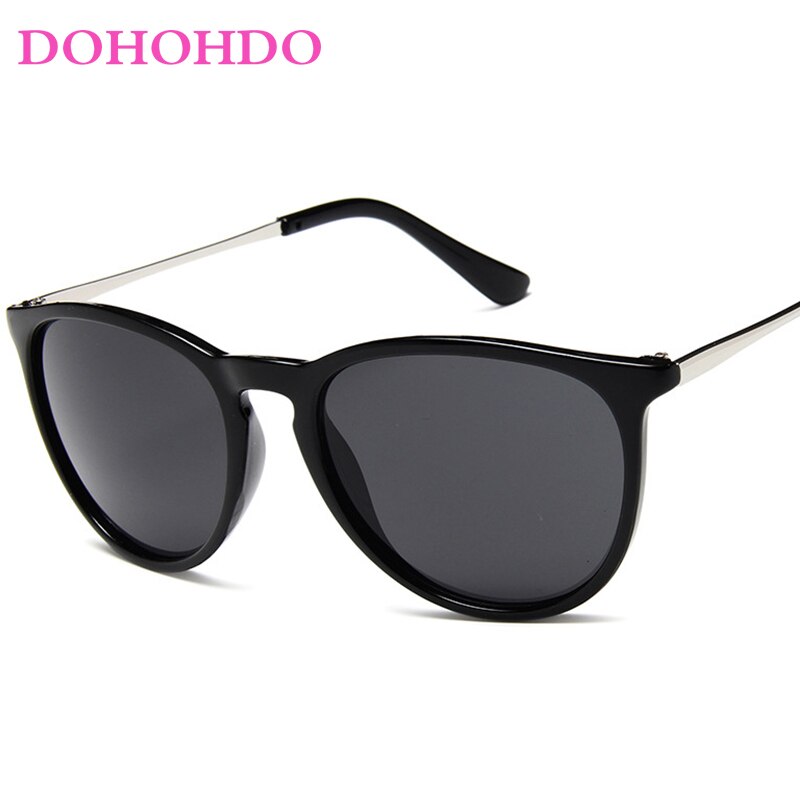 Dohohdo Vintage Retro Spiegel Zonnebril Vrouwen Cat Eye Zonnebril Luipaard Bescherming Mirrored Zonnebril Dames: bright black