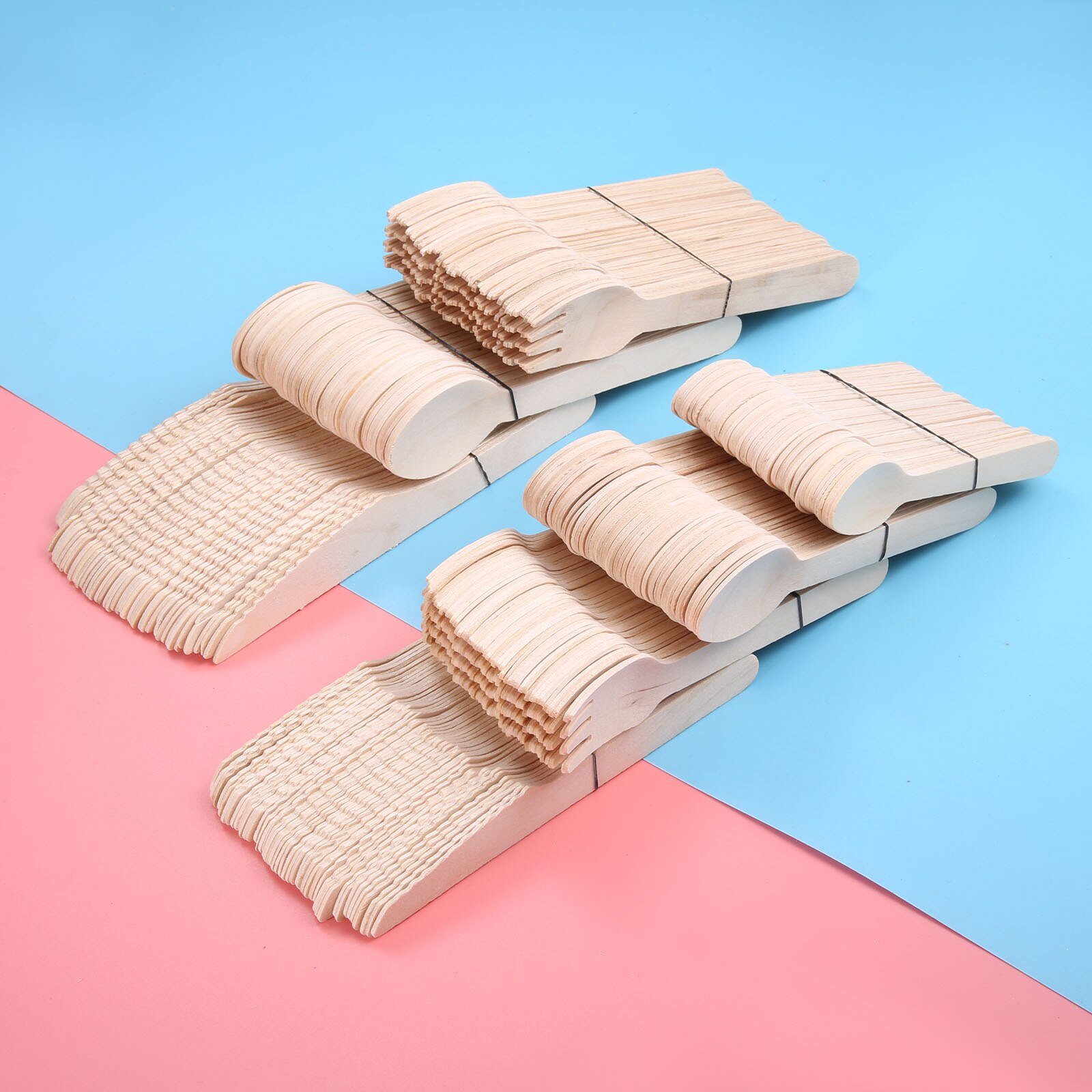 50 stuks houten keukenbenodigdheden, wegwerplepels/vorken/snijders, dessertservies, bruiloftsfeestbenodigdheden