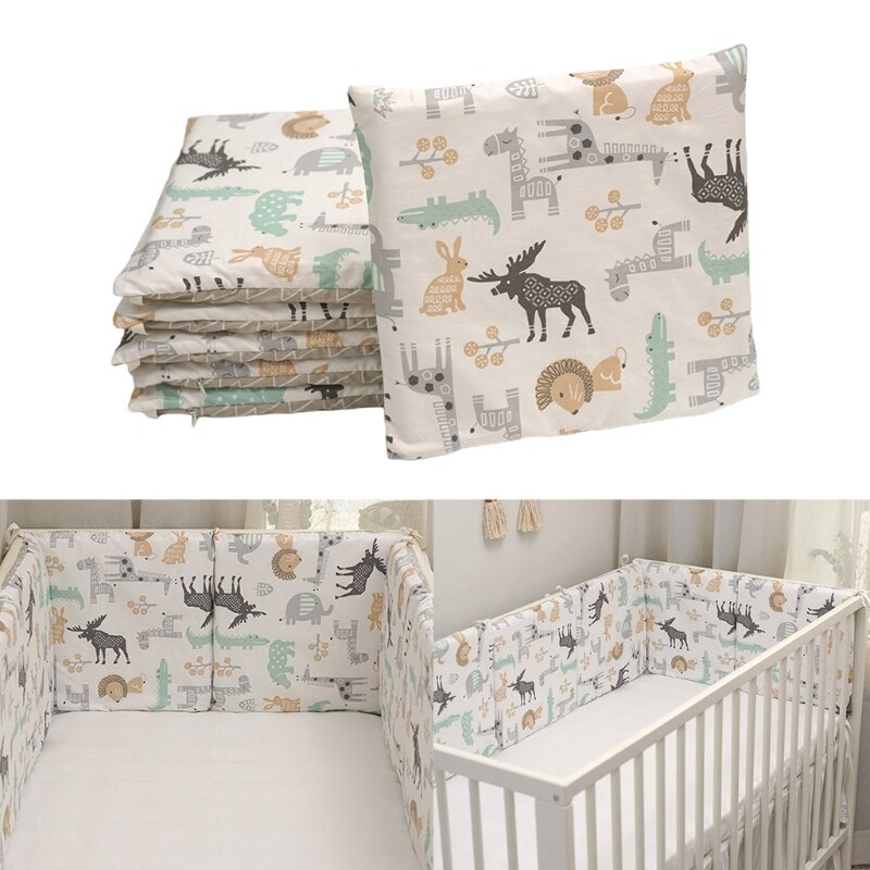 6 Pcs Baby Soft Cotton Crib Bumper Newborn Bed Cot Protector Pillows Infant Cushion Mat Nursery Bedding Room Decor