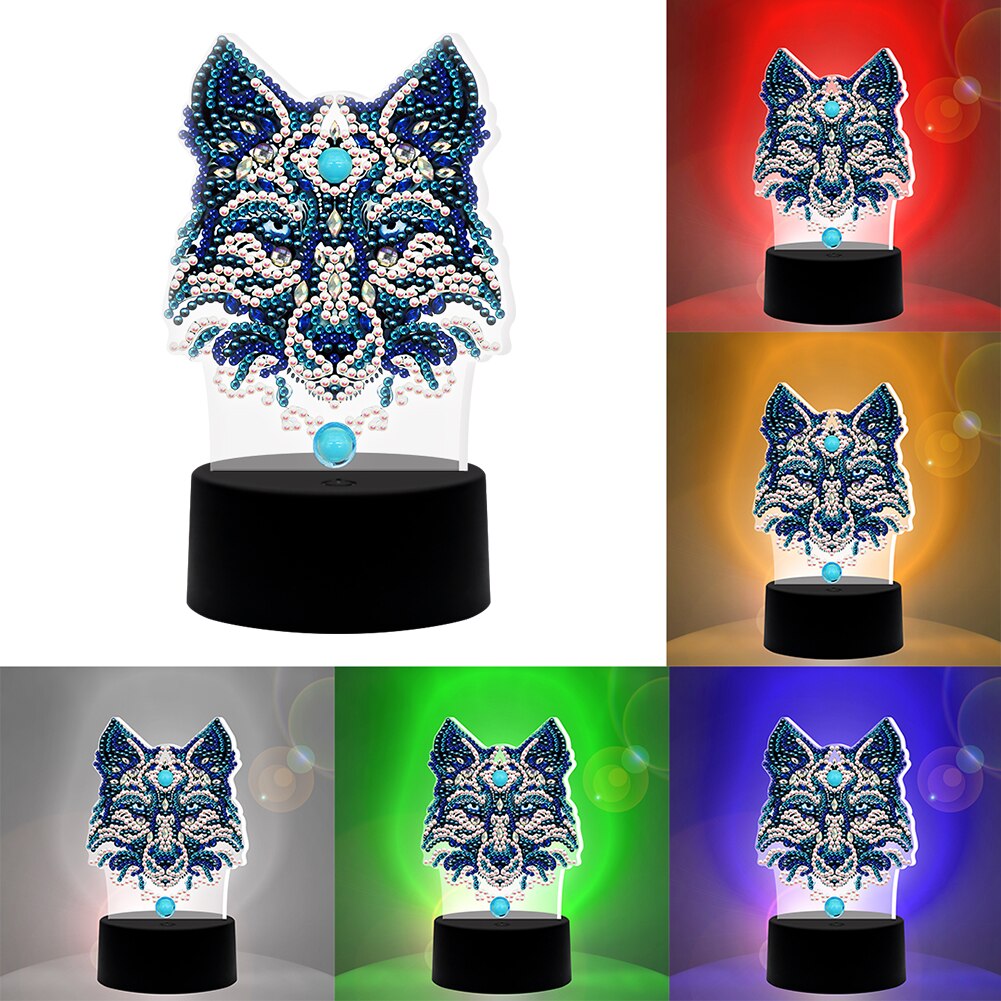 Cuadro de Navidad con diamantes de Navidad, bordado con luz LED, decoración de noche, punto de cruz, artesanal