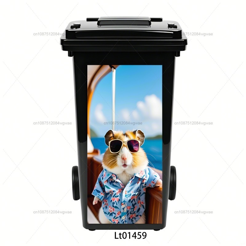 Grappige Dieren Hamster Vuilnisbak Sticker Milieuvriendelijke Verwijderbare Waterdichte Prullenbak Decoratieve Sticker: XL / Blauw