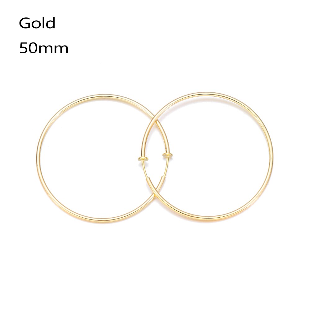 1 Pair Women Large Circle Round Hoop Earrings Hyperbole Baby Femme Letter Earrings Punk Dangle Hip-hop Jewelry: 50mm	gold
