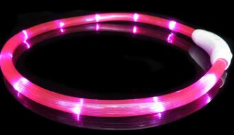 Huisdier USB Oplaadbare LED Halsband Licht Nacht Veiligheid Knipperende Dierbenodigdheden Honden Accessoires Voor Kleine Hond LED Kraag Grote: Roze / 70CM