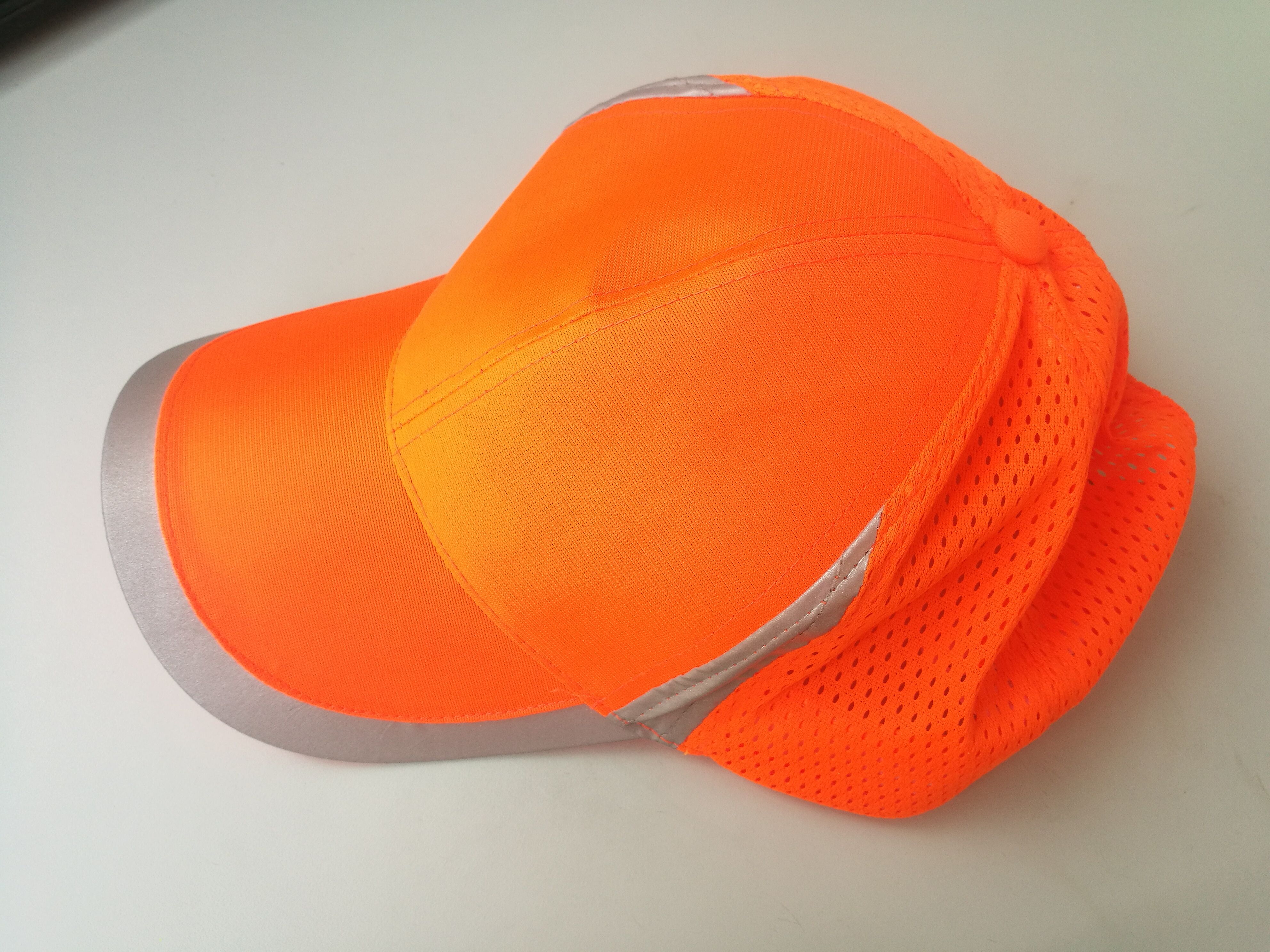 Adjustable Outdoor Reflective Baseball Cap Hat Work Wear Textured Safety Hat Head Protector Fluorescent Orange and Yellow: B