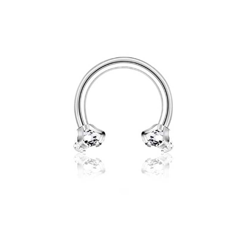 Drperfect Septum Clicker Ring Rvs Opaal Kraakbeen Helix Tragus Hoepel Daith Oorbellen Neusringen Hoepel Piercing Sieraden: WHITE / Antique Gold Plated