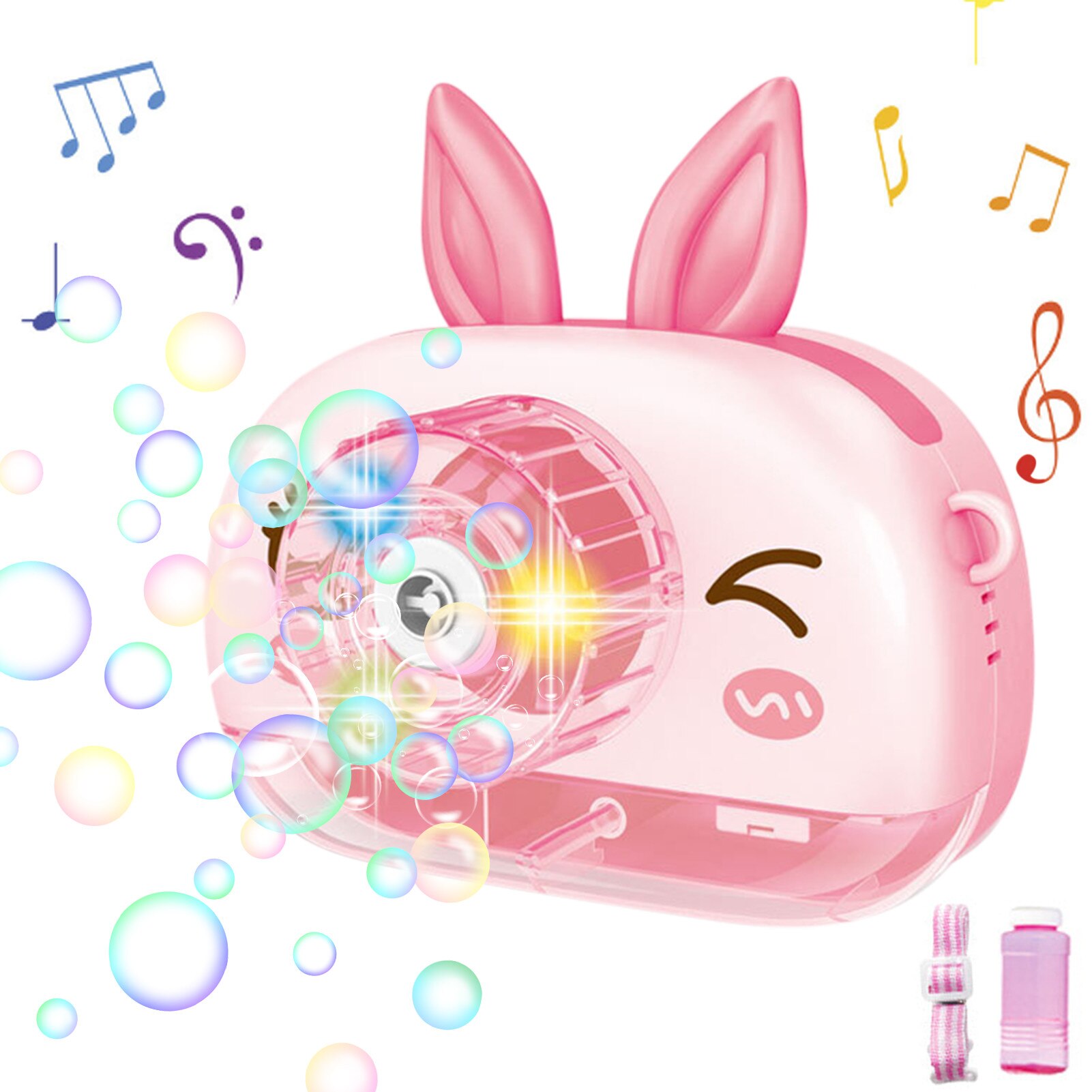 Kinderen Cartoon Dieren Camera Bubble Machine Speelgoed Elektrische Speelgoed Buitensporten Waskolf Maker Voor Kids Zeep Blow Bubbels: Roze