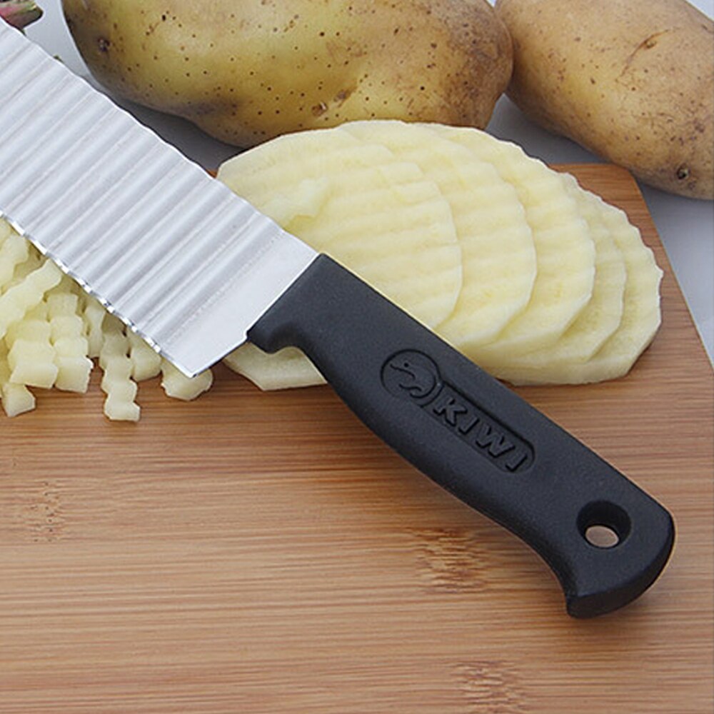 Cuchillo ondulado de acero inoxidable para cortar patatas fritas, utensilio de cocina para cortar patatas fritas, rebanadas de corte corrugado