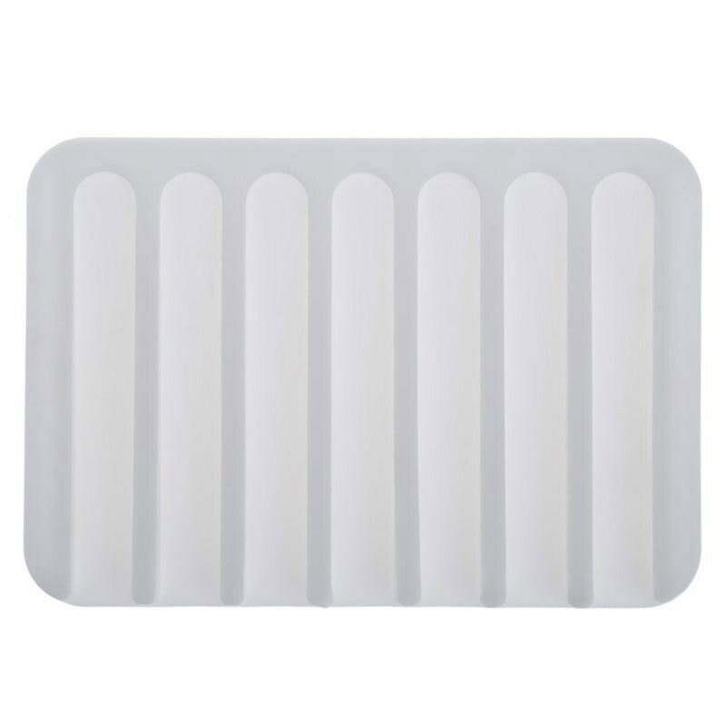 Badeværelse silikone fleksibel sæbeskål opbevaringsholder sæbeboks plade bakke afløb badeværktøj 4 farver: Hvid