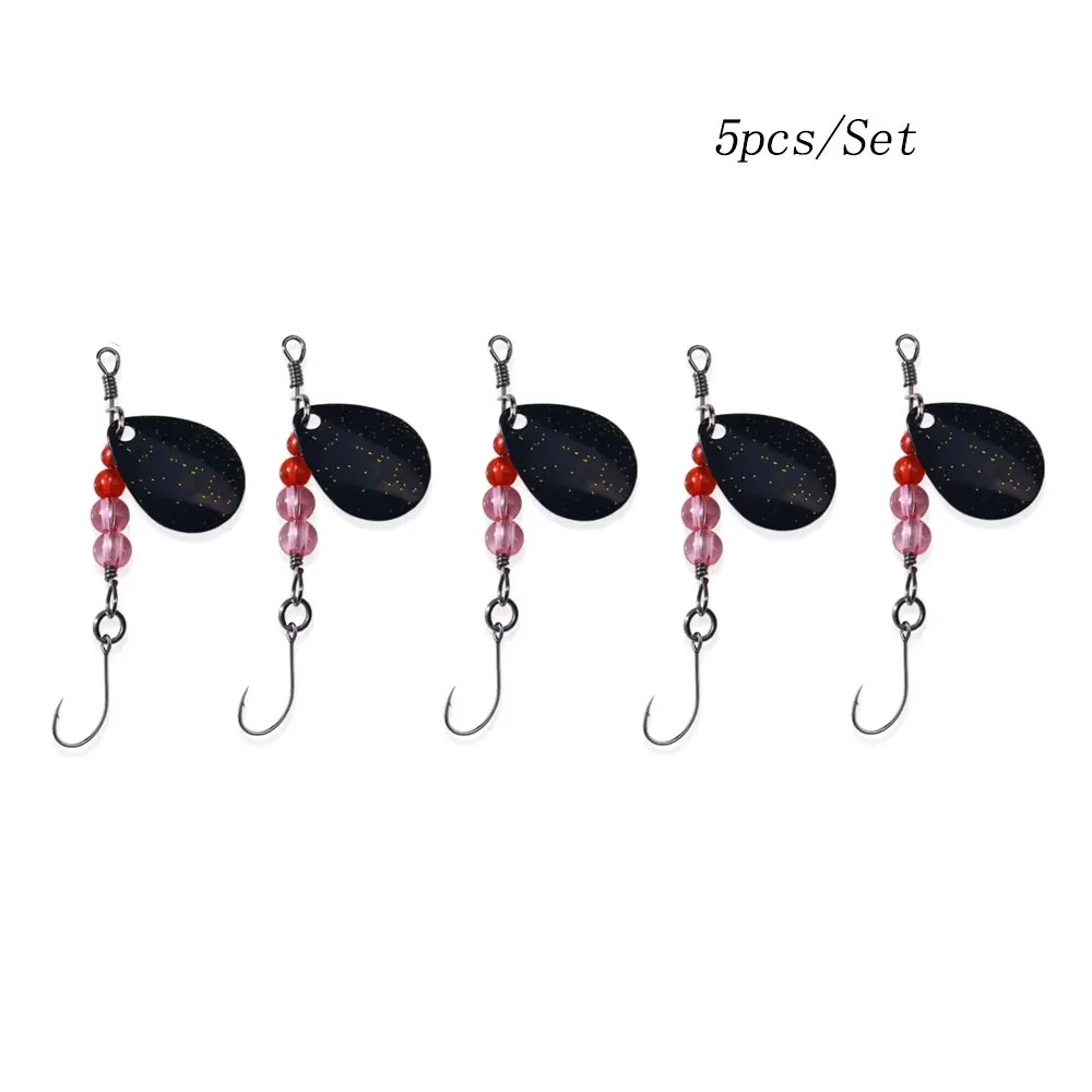 5 teile/satz Löffel Köder Set Angeln Metall Köder Für See Meer Karpfen Bass Wobbler Kleine Mini Spinner Forelle Jig Harte box Kit Zubehör: Burgunderrot