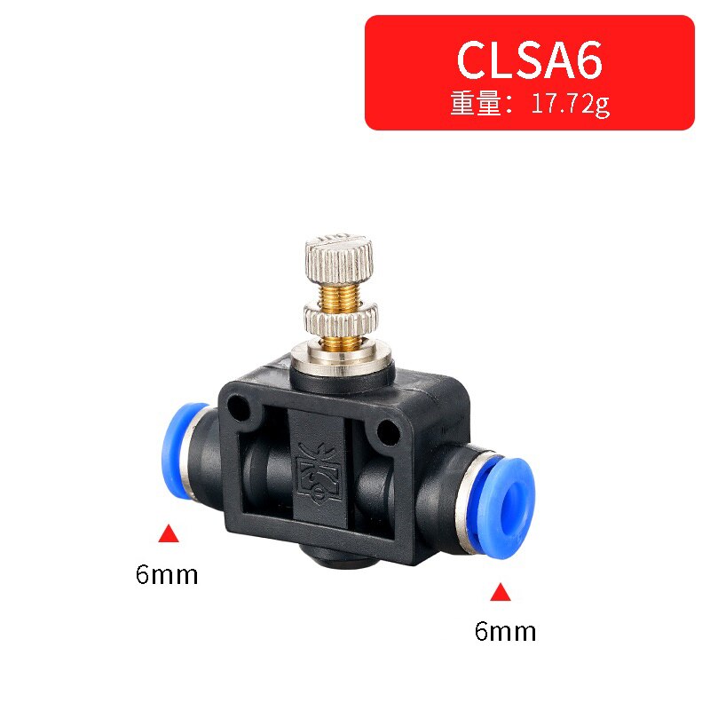 throttle valve SA 4-12mm Air Flow Speed Control Valve Tube Water Hose Pneumatic Push In Fittings: OD 6MM