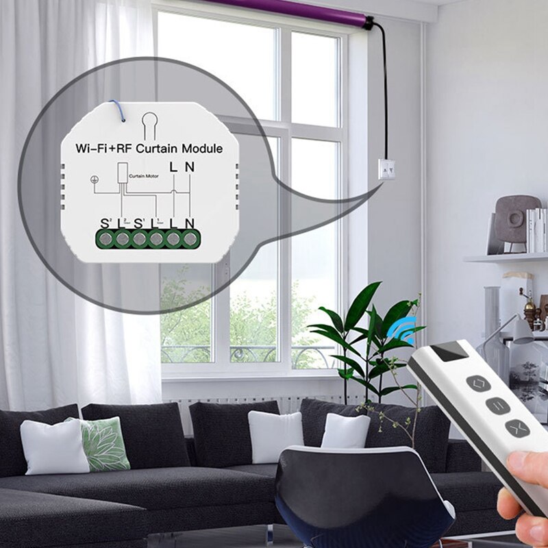 Tuya WiFi RF Roller Blind Shutter Curtain Switch Module for Electric Motor Sunsn Works with Google Home Alexa