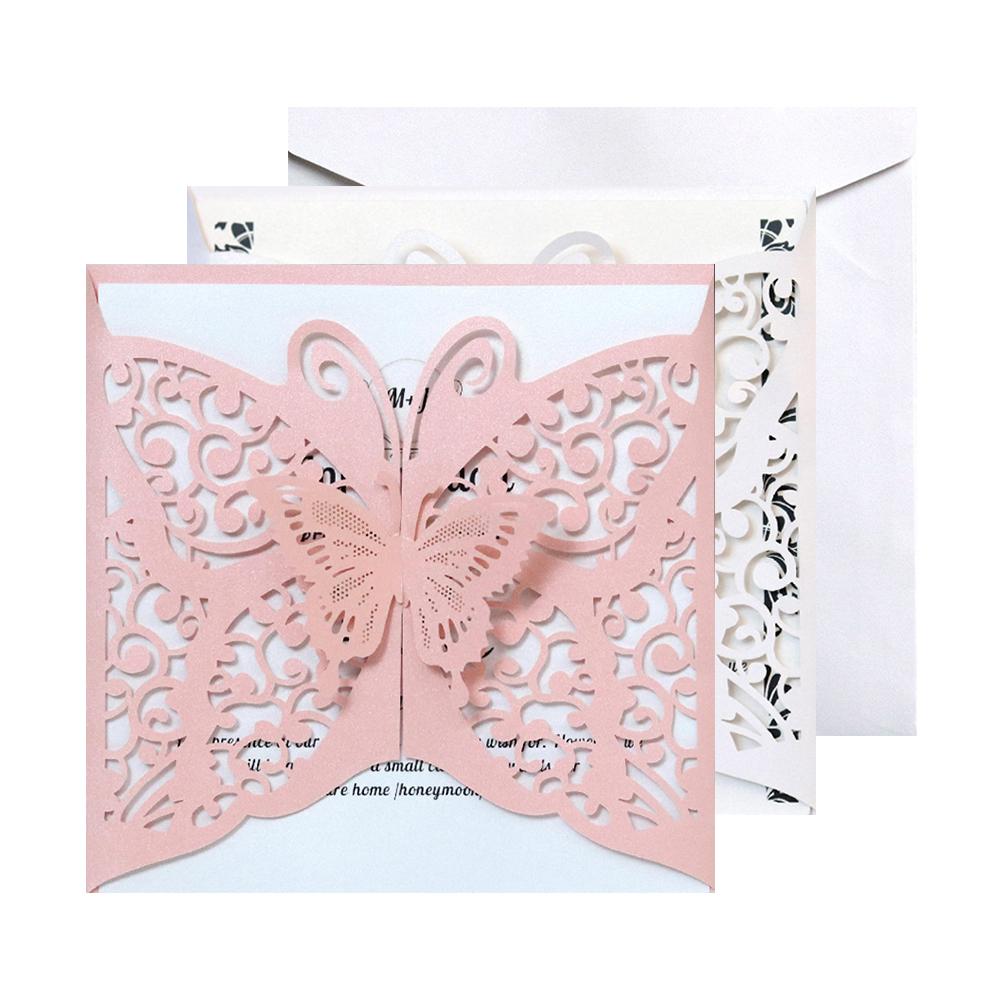 10 stücke Hohl Schmetterling Hochzeit Einladung Karten Karte Papier und Abdeckung Bausatz für Hochzeit Geburtstag Dusche Party dekoration