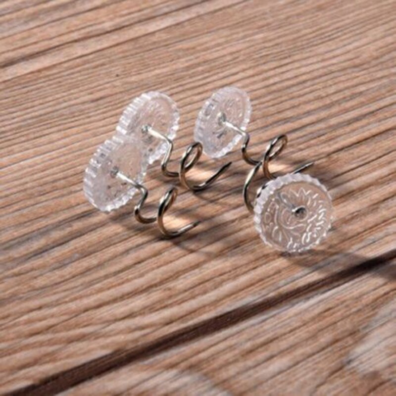 100PCS Clear Heads Twist Pins for Upholstery Slipcovers and Bedskirts Screw Nail Sofa Headliner Repair Loose Drapery Pins Box