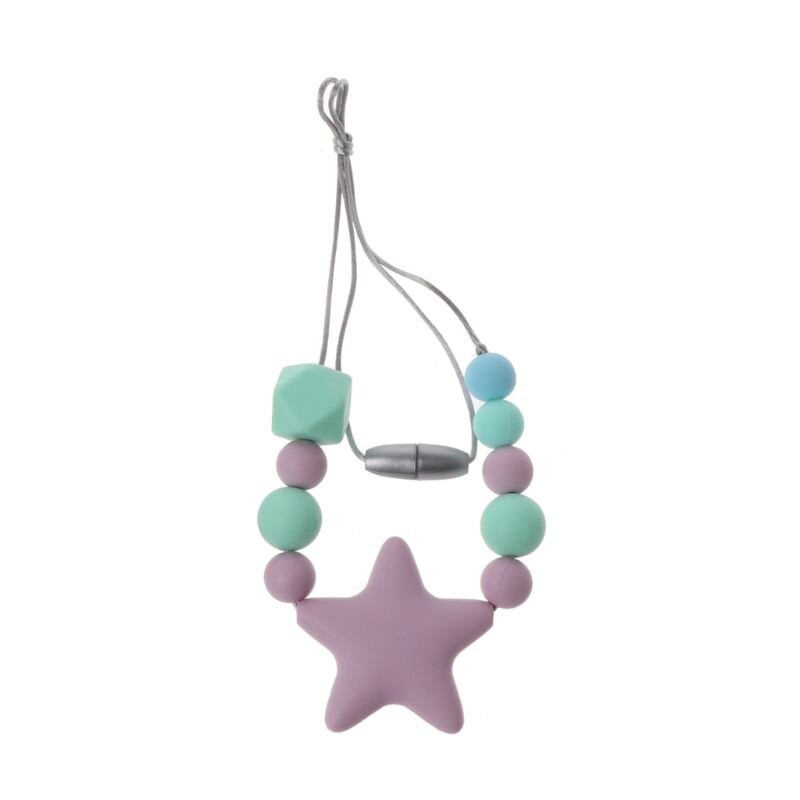 1PC Silicone collier de dentition avec des perles à mâcher pour bébé dents BPA gratuit maman soins infirmiers collier infantile jouet: Purple