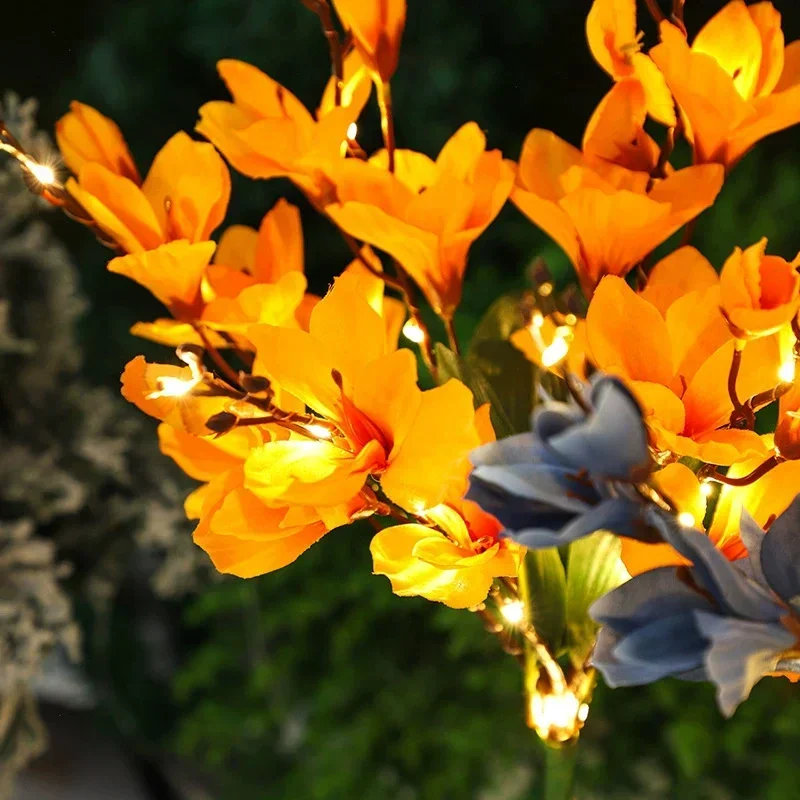 Blumenlandschaft Bodenlichter Künstliche Orchidee Outdoor Solar LED Rasenlampe Garten Sommer Zuhause Hochzeit Dekoration