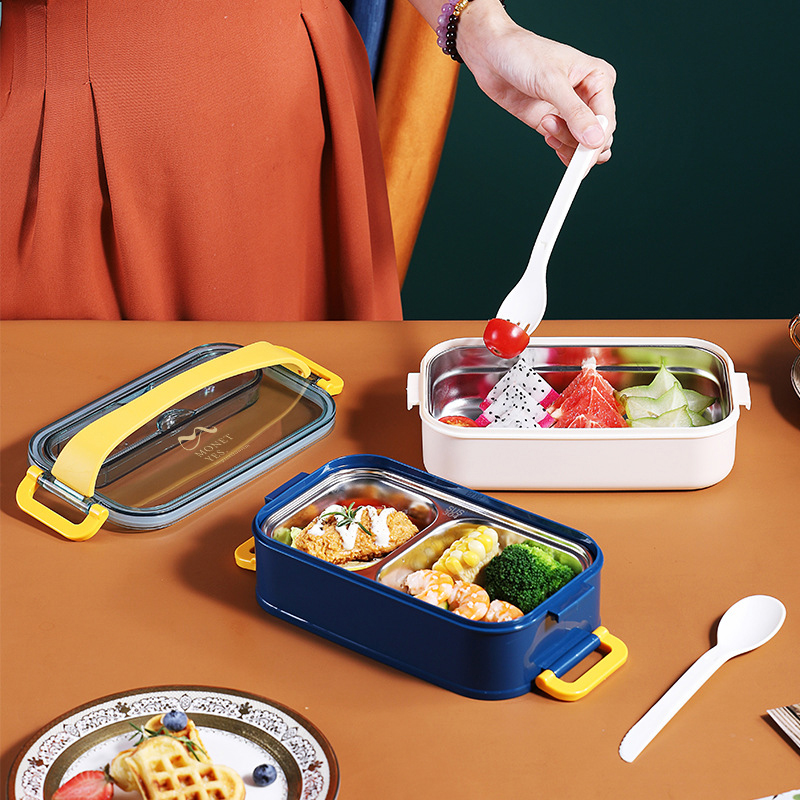 Roestvrij Staal Lunchbox Student Magnetron Kinderen Bento Box Voedsel Opslag Met Onafhankelijke Doos Container Opslag Ontbijt Doos