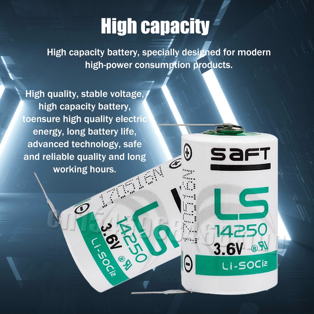 Batterie Lithium-ion 3.6V SAFT LS14250 14250 1/2AA, 20 pièces, avec broches pour PLC CNC, Machine-outil, écran tactile, compteur d&#39;eau