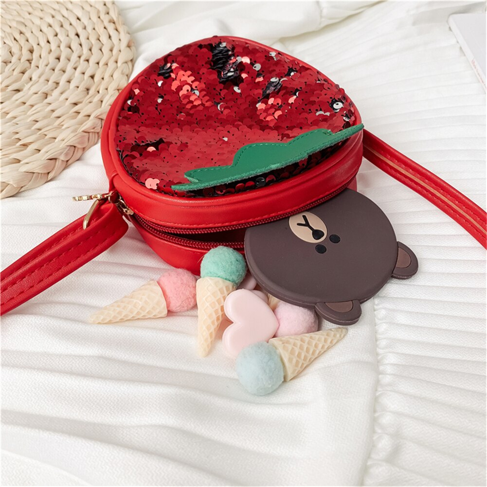 Baby Accessories Strawberry Pineapple Sequin Cross Bags Children Kid Girls Bling Bling Shoulder Messenger Fruit Bags