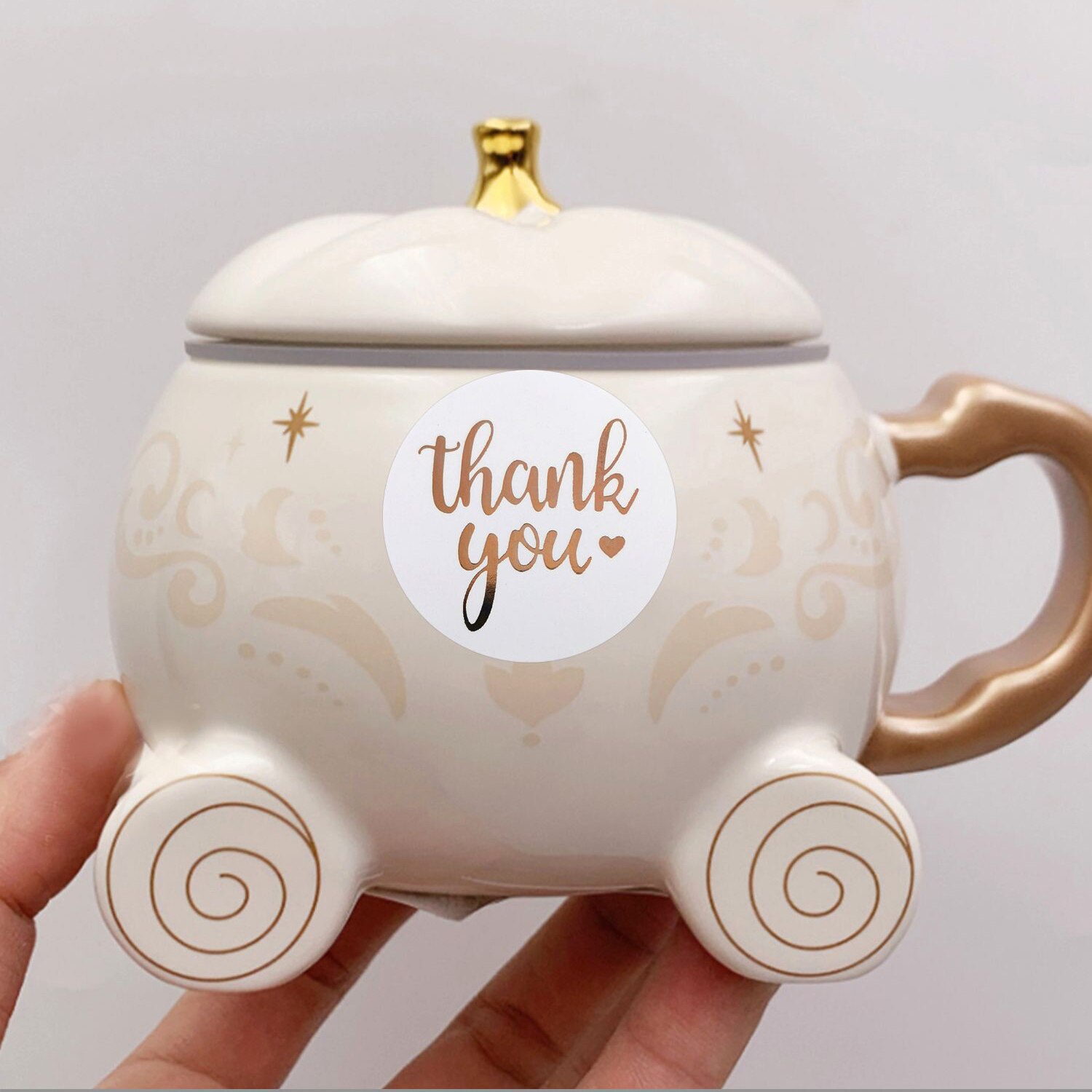 100-500 Uds. Pegatinas 'Gracias' de lámina de oro rosa para pequeñas empresas, sello de , etiquetas de , decoración de sobres