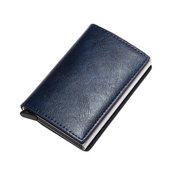 Aluminum Metal Credit Business Mini Card Wallet Man Women Smart Wallet Business Card Holder Rfid Wallet: Blue 9810