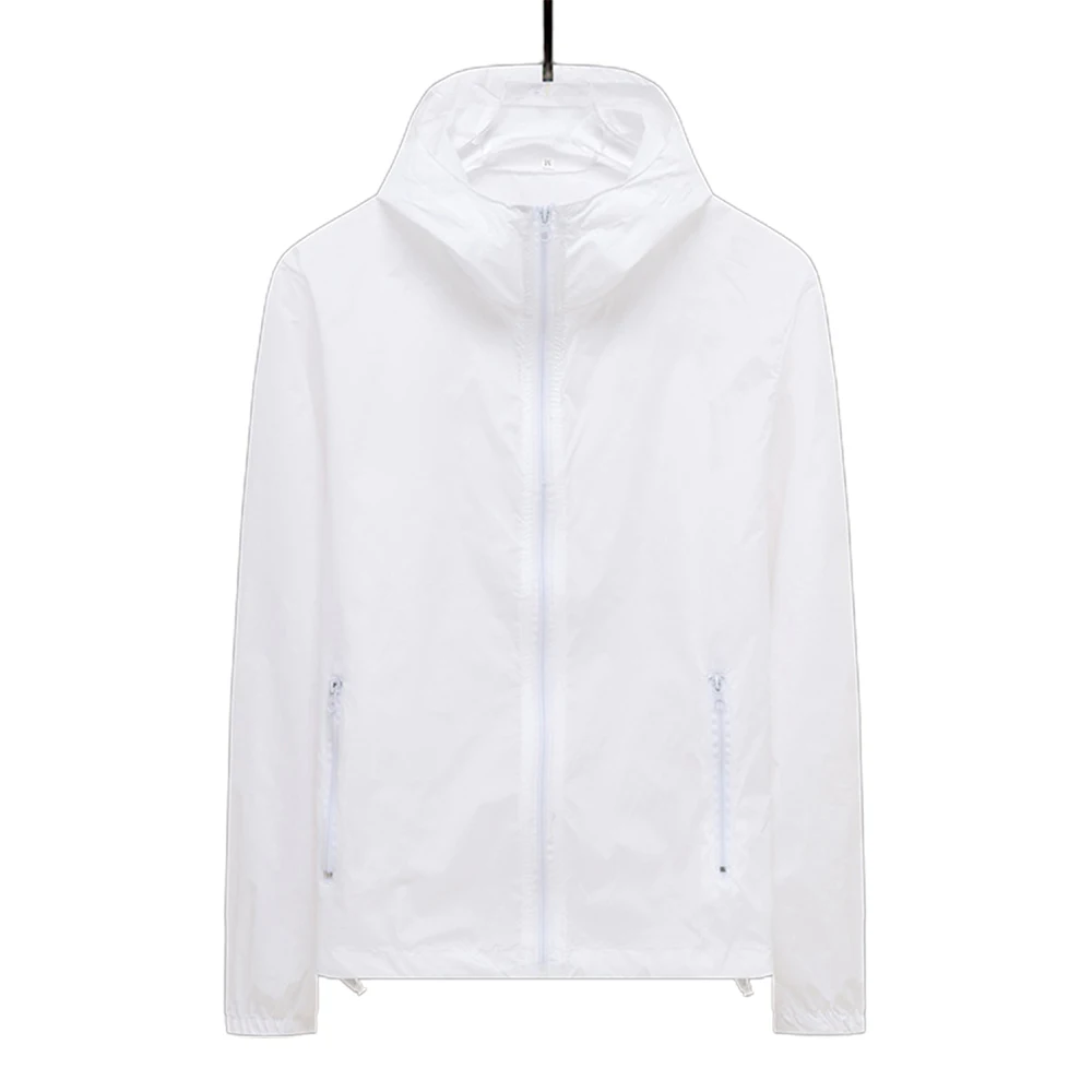 Men Waterproof Jacket Hooded Sport Coat Unisex Outwear Lightweight Windbreaker: XL / Beige