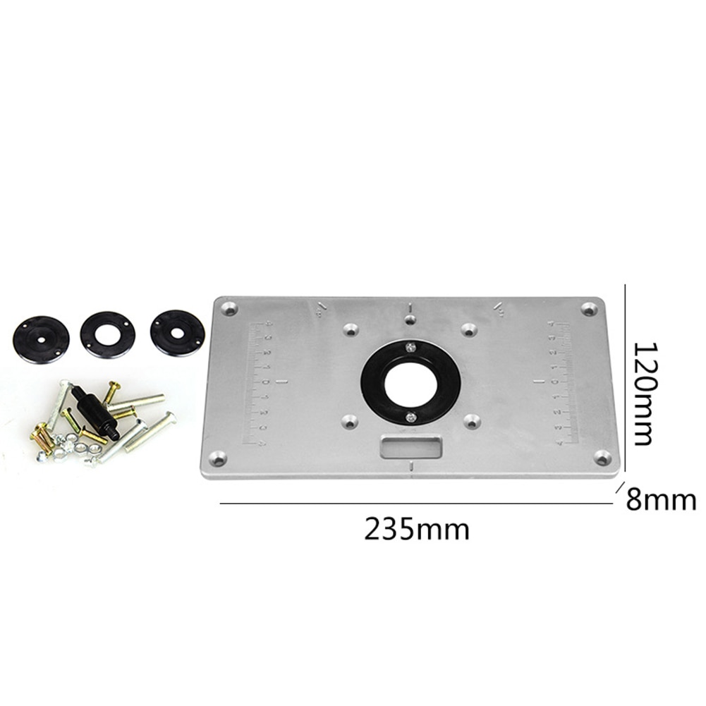 Router Tafel Insert Plaat Houtbewerking Bankjes Aluminium Hout Router Trimmer Modellen Graveermachine Met 4 Ring Gereedschap