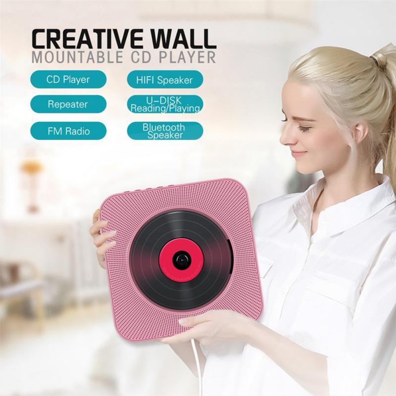 Wall Mountable CD Player USB Bluetooth Home Audio Boombox CD Music Player with Remote Control Built-in HiFi Speakers FM Radio