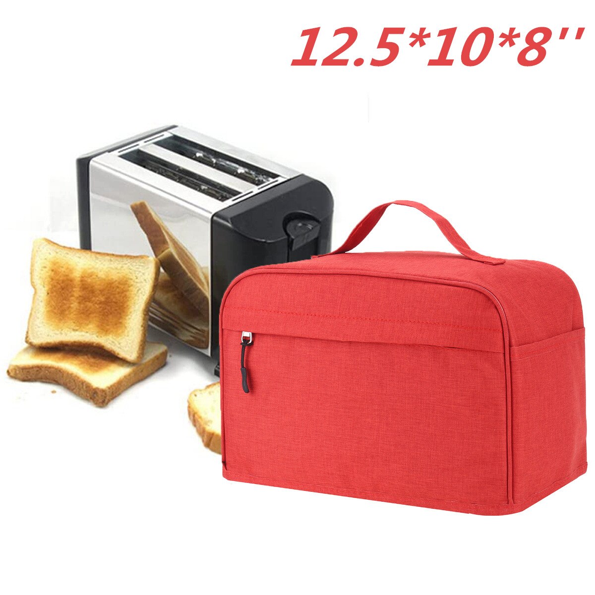 2 or 4 skive brødrister dækning toast maskindæksel bakeware polyester betræk beskytter støvtæt køkken rent værktøj husstand: 12.5 x 10 x 8 tommer rød