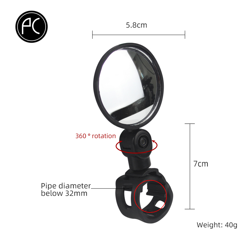 PCycling bicicleta espejo retrovisor bicicleta MTB ciclismo Amplia gama Back Reflector de mirilla ángulo ajustable manillar Mini espejos: F