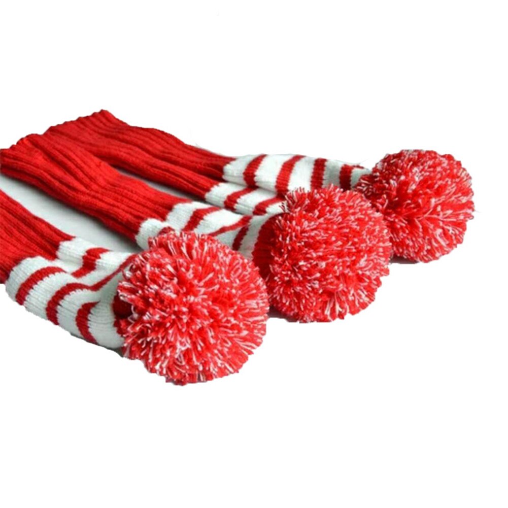 Fairway Metaal Hout Rood/Zwarte Golf Headcover Knit Pom Head Cover Set Duurzaam Slijtvast EDF88