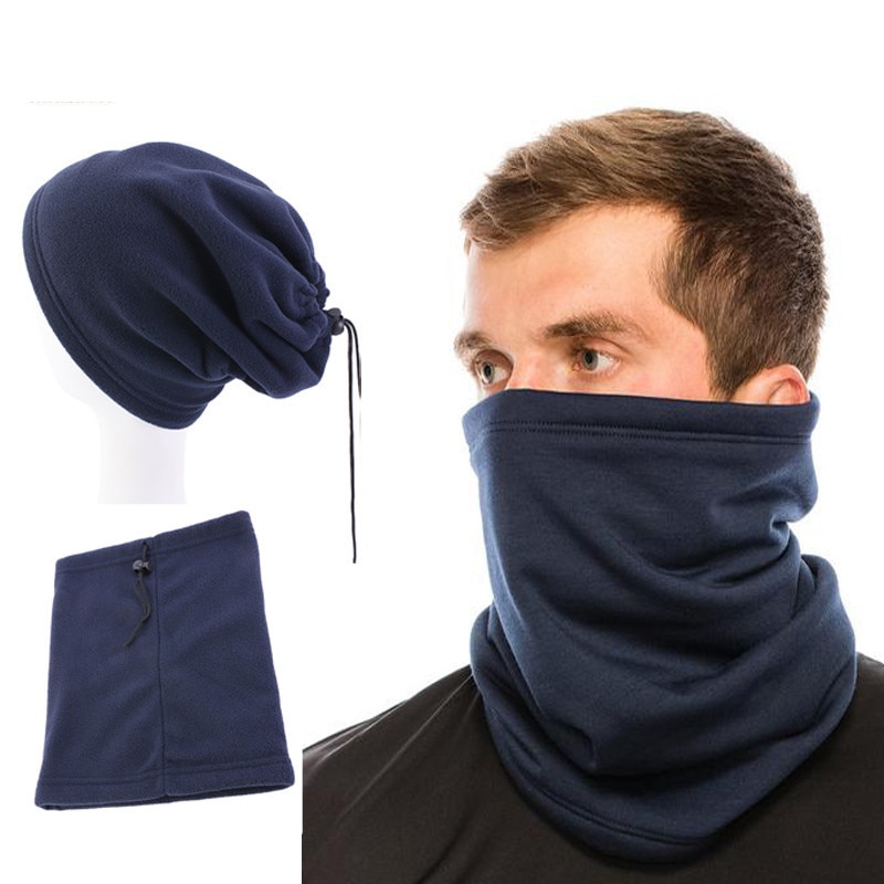 Fleece Lightweight Warm Winter Snood Scarf for Men Outdoor Sport Windproof Face Mask Male Bandana Caps Casual Beanies