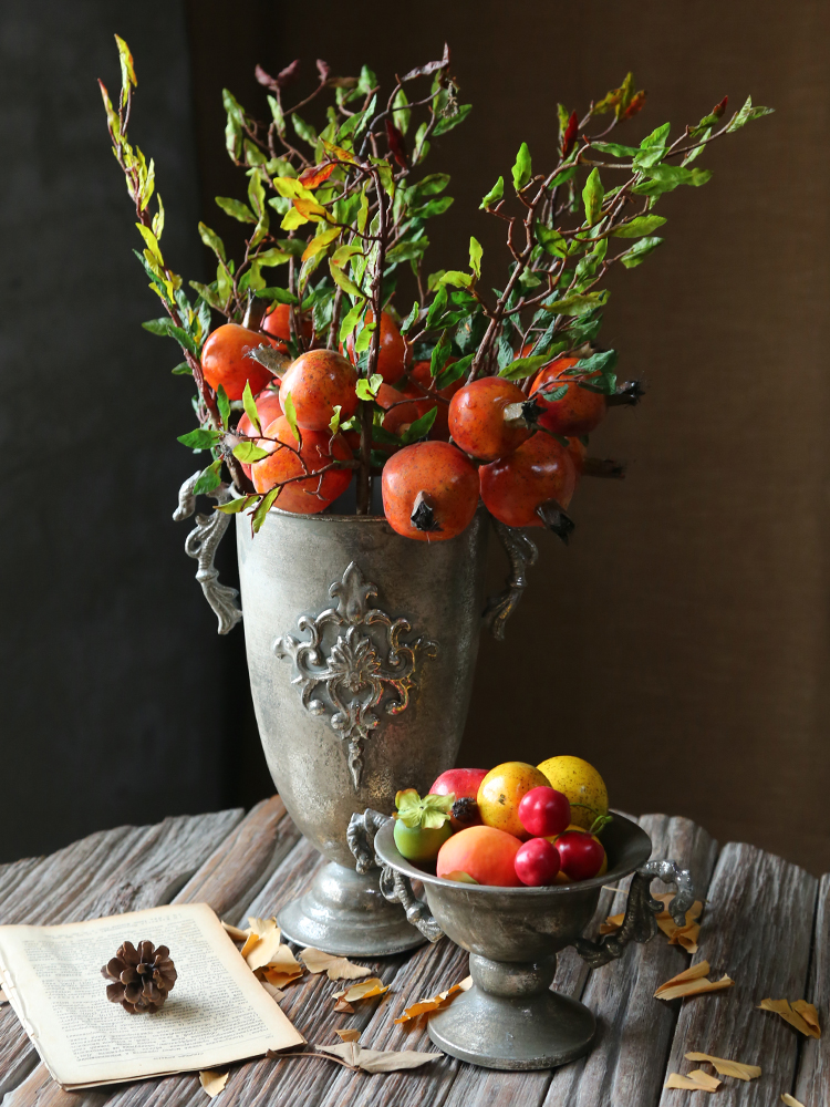 Gylden årgang gammel smijern vase blomst sølv europeisk blomsterpotte beger klassiske blomster ornamenter