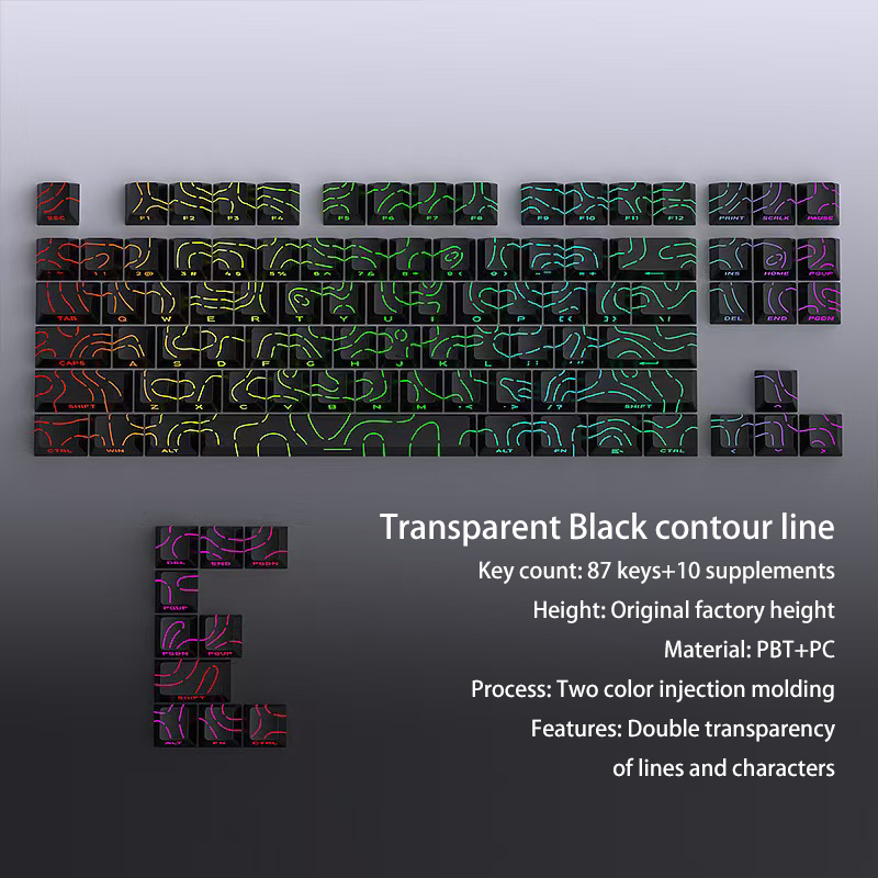 97 Keys White Contour Lines PBT Double Shot Keycap... – Grandado