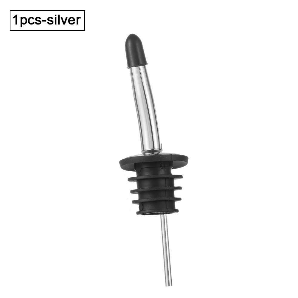 Bouchon de bouteille en bois/métal, 1 à 3 pièces, verseur de vin rouge, bec distributeur d'huile d'olive, bouchon de bouteille, outil de cuisine, accessoires de Bar: C-1pc-silver