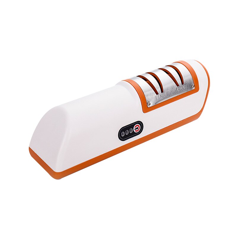 Electric Knife Sharpener Automatic Adjustable Kitchen Knives Tool Multifunctional Scissor Sharpening Household Sharpener: Orange