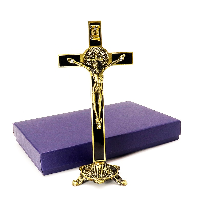 Kapel Kruis Jesus Cristo Brons Benedictus Exorcism Cruces Bittere Standbeeld Crucifixo Ornamenten Katholieke Relikwieën Christelijke