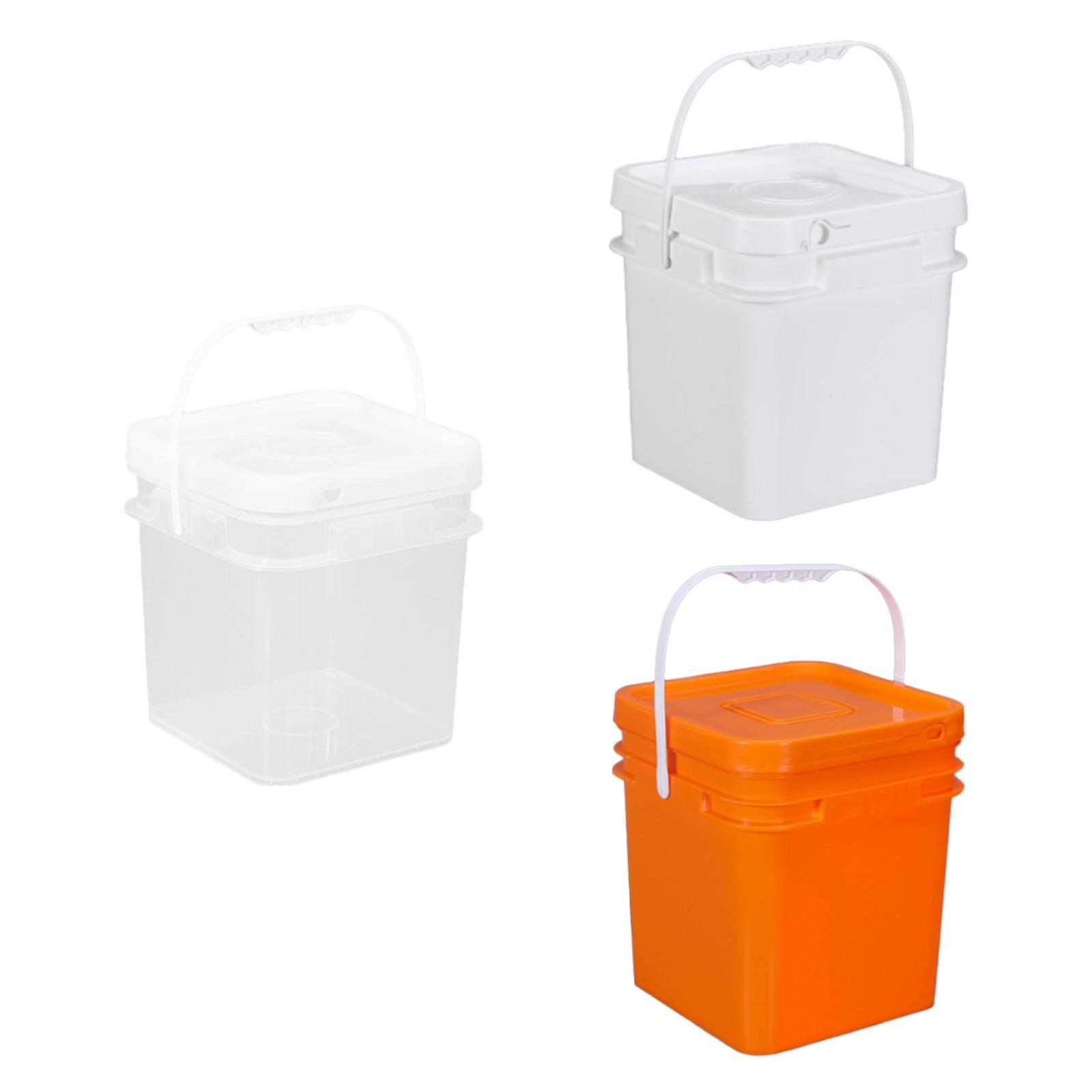 10L Square Bucket Food Storage Container with Handle and Lid for All Purpose Pail for Camping Car Washing Art Crafts Projects